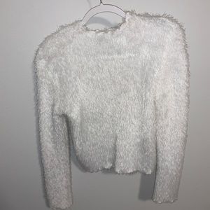 High neck fuzzy sweater